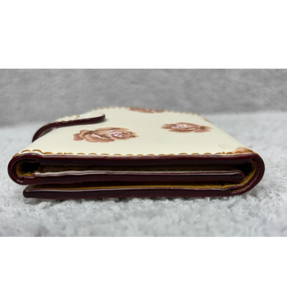 Coach Cream Leather Floral Small Flap Wallet D1880 #76946 - Picture 6 of 10